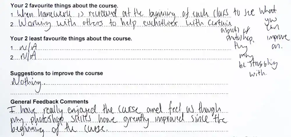 Photoshop Lessons Student Feedback and Testimonial