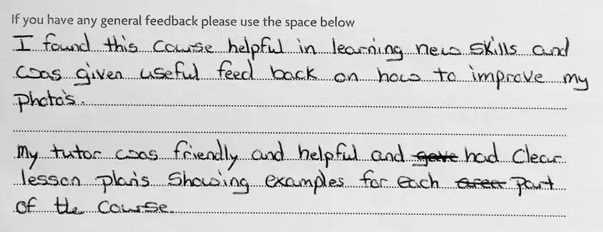 Photoshop Lessons Student Feedback and Testimonial
